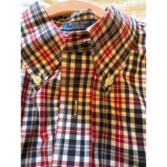 Pendleton Red Plaid Metro Shirt 100% Cotton Large Long Sleeve Button-Down Collar - Picture 4 of 6